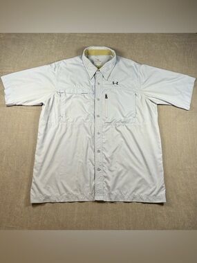 Under Armour Light Gray allseasongear Short Sleeve Button Down XL Shirt